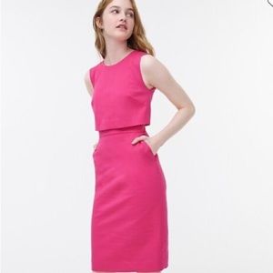J Crew Sleeveless Going Places Dress in Bi Stretch Cotton Size 0p petite Fuschia